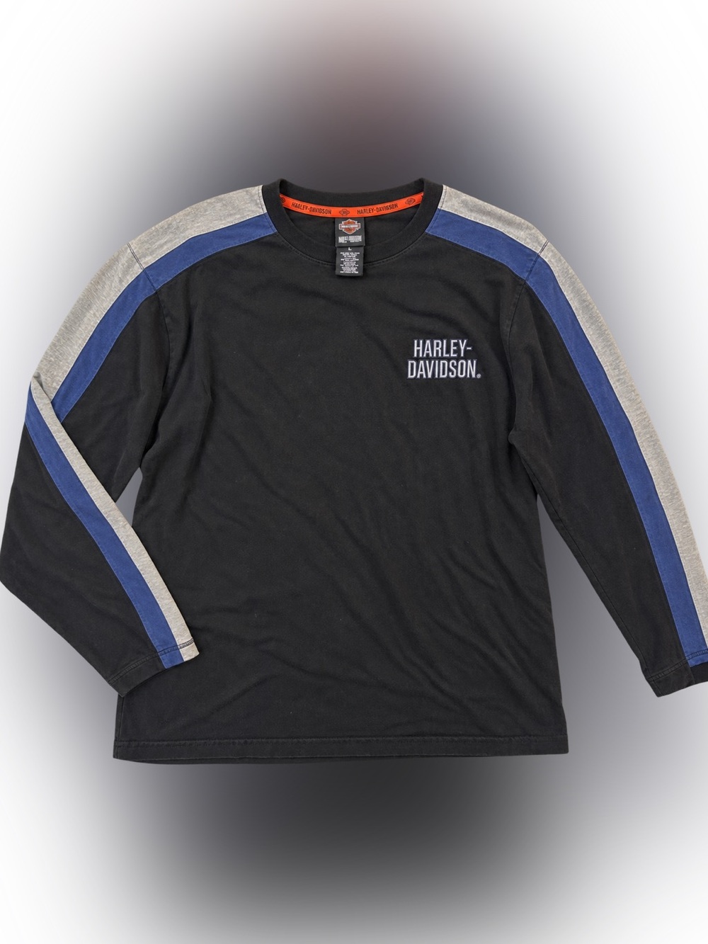 Harley Davidson H-D Performance Long Sleeve Shirt Men’s L Black Blue Gray Logo
